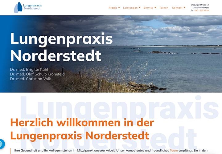 Neue Homepage LUNGENPRAXIS NORDERSTEDT von ArztpraxisHeute - Digitales Praxismarketing