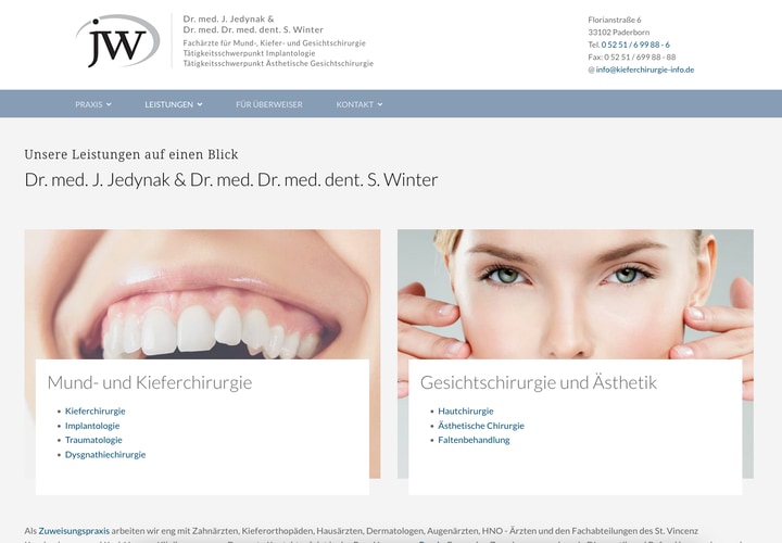 Neue Homepage Praxis Dr. med. J. Jedynak & Dr. med. Dr. med. dent. S. Winter von ArztpraxisHeute - Digitales Praxismarketing